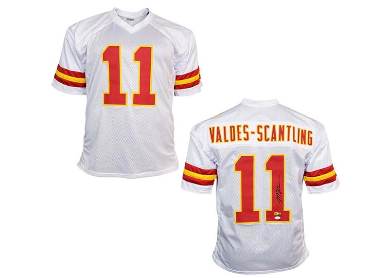 Marquez Valdes-Scantling Autographed Kansas City Custom White Football Jersey JSA