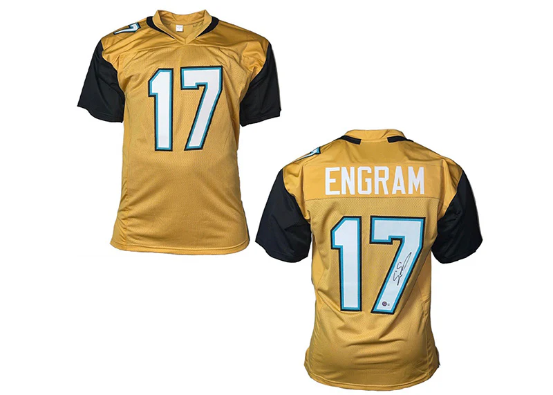 Evan Engram Signed Jacksonville Custom Gold Football Jersey Beckett