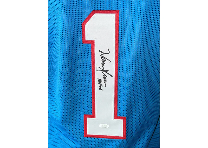 Warren Moon Signed Custom Football Jersey Light Blue HOF '06 (JSA)