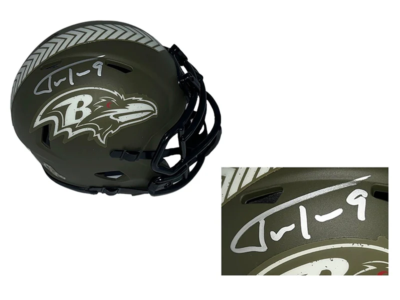 Justin Tucker Autographed Baltimore Ravens Salute Mini Football Helmet (Beckett