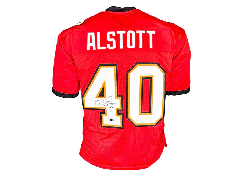Mike Alstott Signed Tampa Bay Red Custom Football Jersey (Beckett)