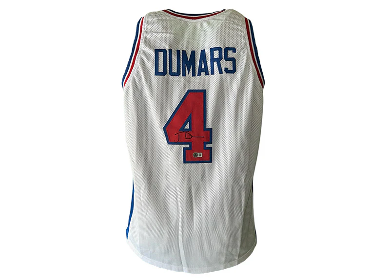 Joe Dumars Signed Detroit Custom White Basketball Jersey Beckett