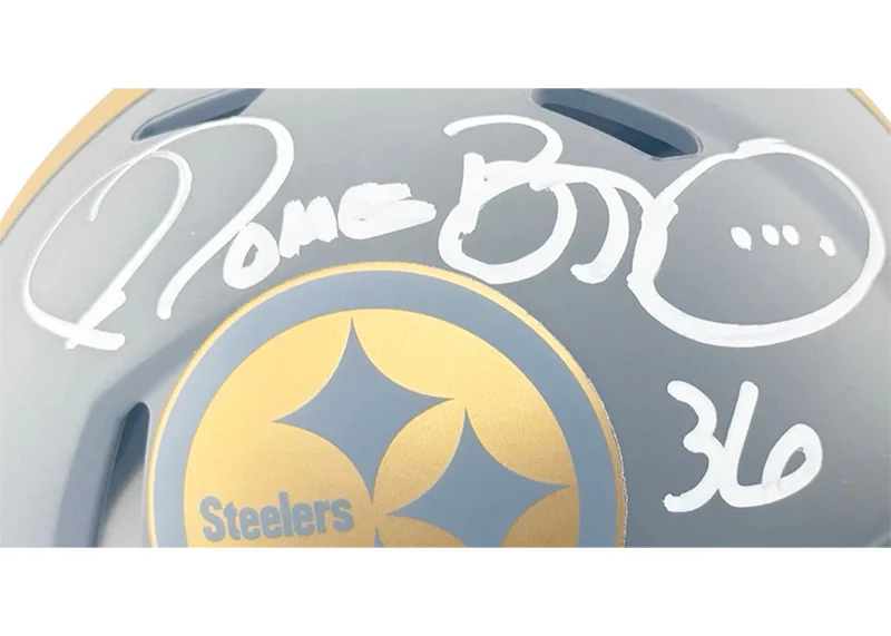 Jerome Bettis Signed Pittsburgh Steelers Slate Mini Football Helmet Beckett