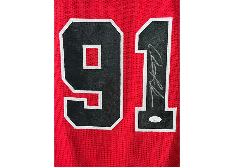 Dennis Rodman Signed Chicago Custom Red Basketball Jersey (JSA)