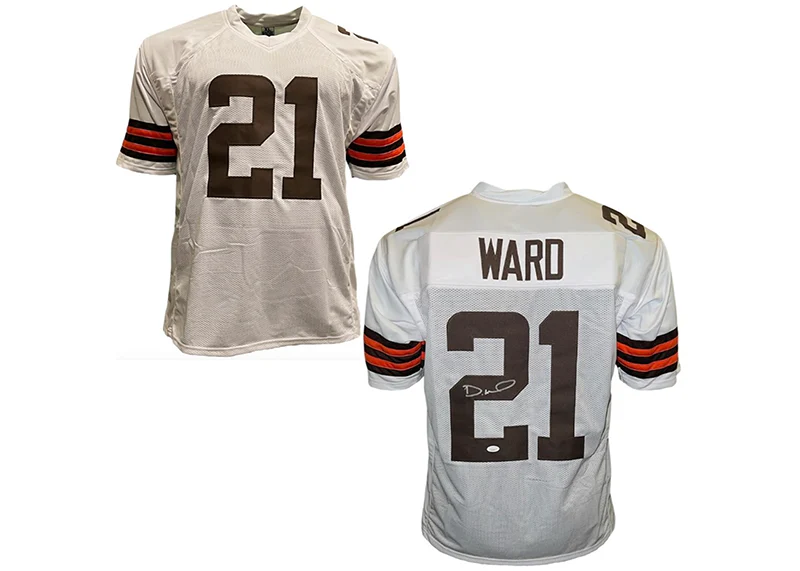 Denzel Ward Signed Cleveland Custom White Football Jersey JSA