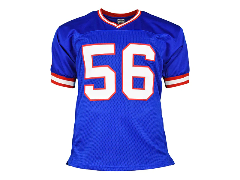 Lawrence Taylor Signed New York Custom Blue Stat Football Jersey (JSA)