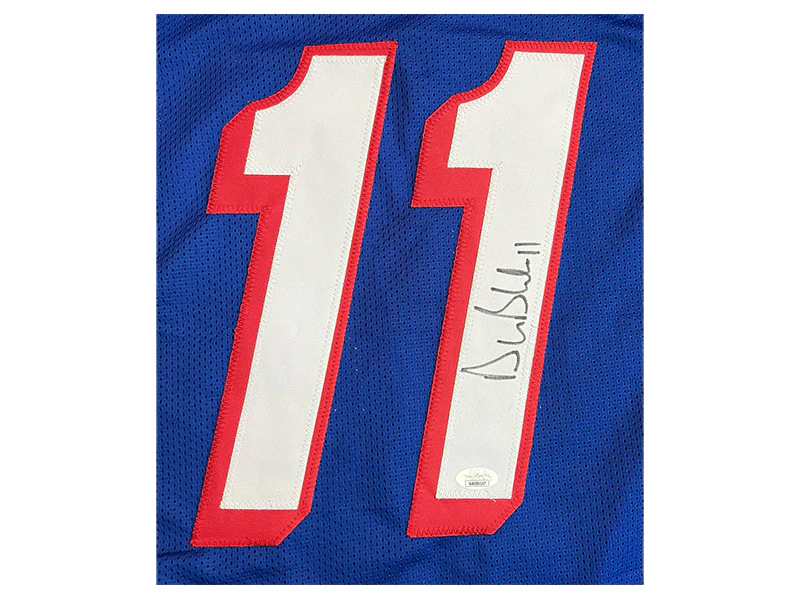 Drew Bledsoe Autographed New England Pro Style Blue Football Jersey (JSA)