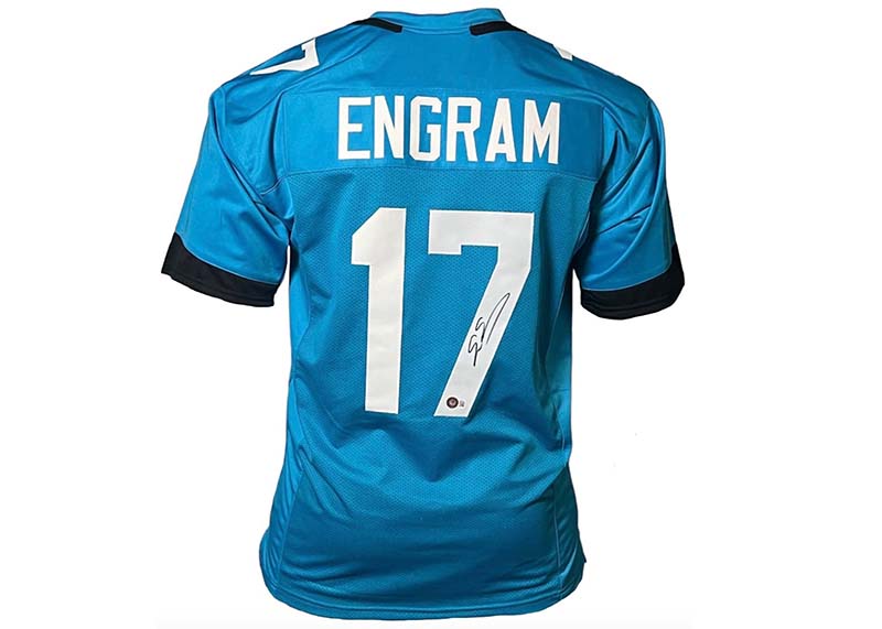 Evan Engram Signed Jacksonville Custom Teal Football Jersey Beckett