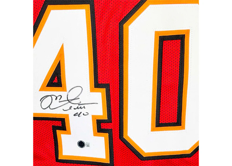 Mike Alstott Signed Tampa Bay Red Custom Football Jersey (Beckett)