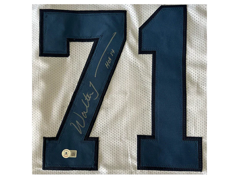 Walter Jones Autograpged Seattle HOF 14 Inscription Seattle White Football Jersey (JSA)