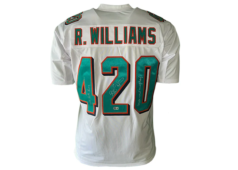 Ricky Williams Signed White Custom Jersey ��Puff Puff Run�� 2 Insc Beckett