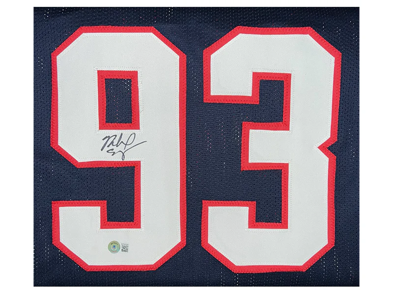 Richard Seymour Autographed New England Pro Style Navy Blue Football Jersey ( Beckett )