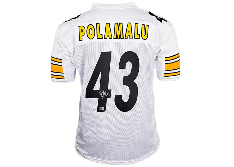 Troy Polamalu Signed Pittsburgh Custom White Football Jersey (Beckett)
