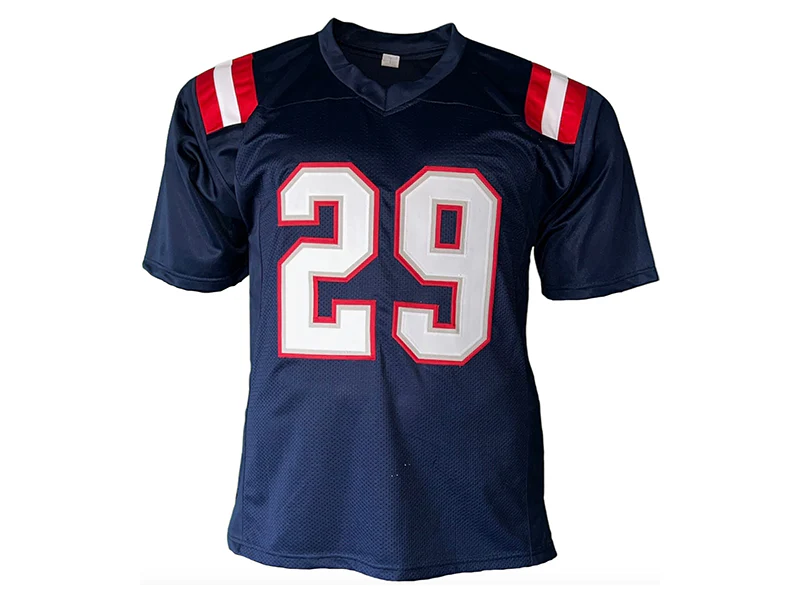 LeGarrette Blount Autographed New England Pro Style Navy Blue Football Jersey ( JSA )