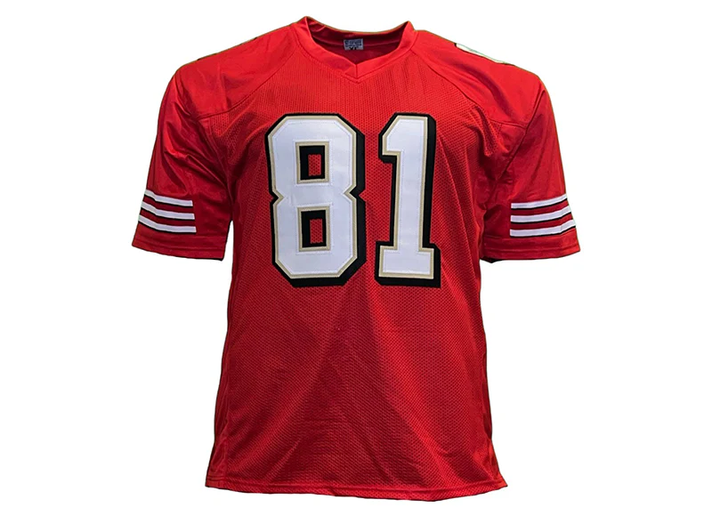 Terrell Owens Autographed San Francisco Custom Red Stat Football Jersey (JSA)
