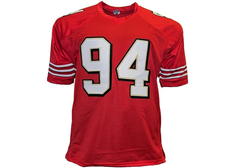 Charles Haley Signed San Francisco Custom Red Stats Jersey JSA