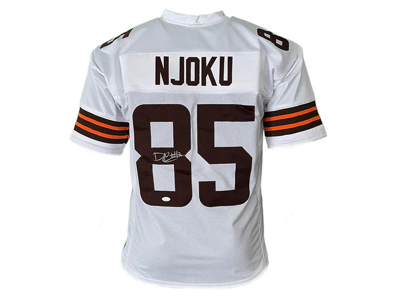 David Njoku Autographed Cleveland Custom White Football Jersey (JSA)