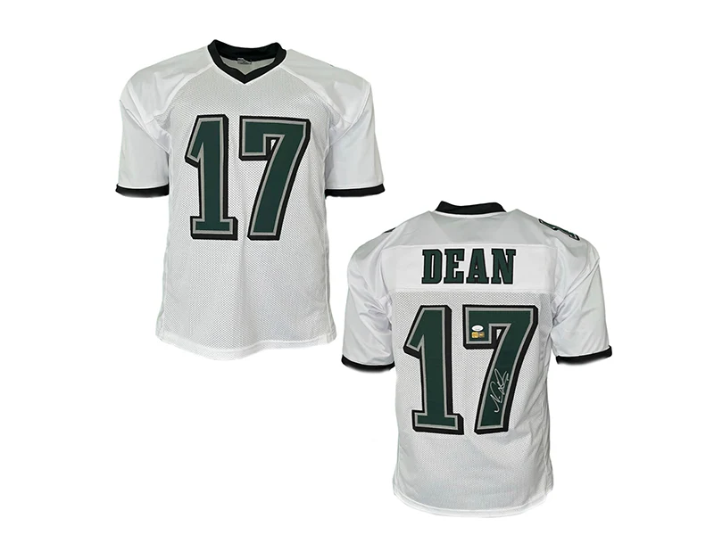Nakobe Dean Autographed Philadelphia White Pro Style Football Jersey (JSA)