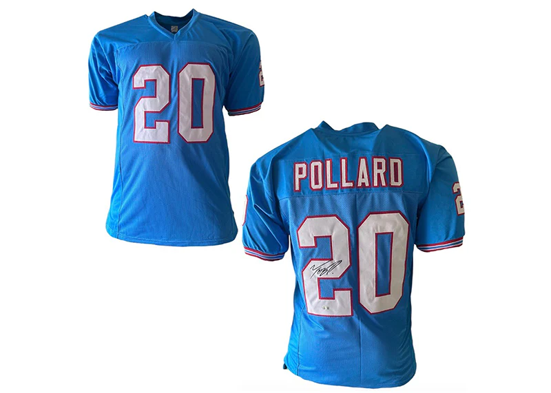Tony Pollard Signed Tennessee Custom Powdered Blue Football Jersey Beckett