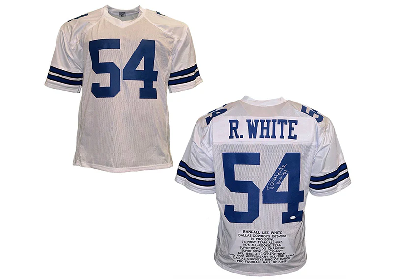 Randy White Autographed HOF 94 Inscription Custom White Stat Football Jersey JSA