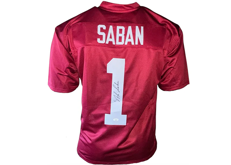 Nick Saban Signed Alabama Custom Red College Football Jersey JSA