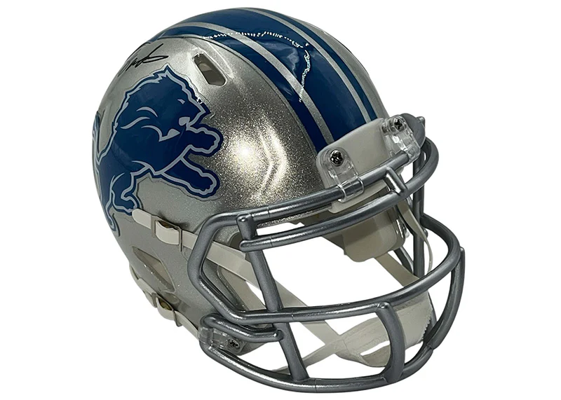 Barry Sanders Signed Detroit Lions 17-23 Throwback Mini Speed Helmet JSA
