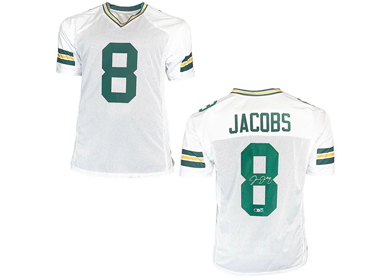 Josh Jacobs Signed Green Bay Custom White Football Jersey Beckett
