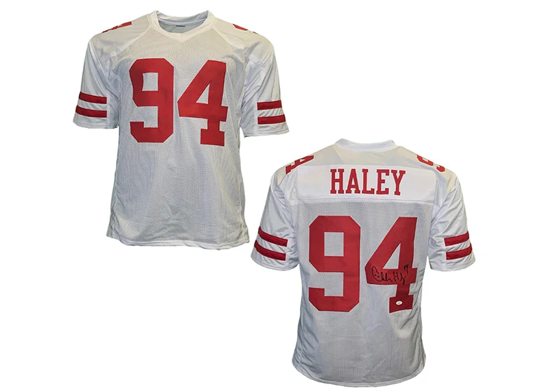 Charles Haley Signed San Francisco Custom White Stats Jersey JSA I have to