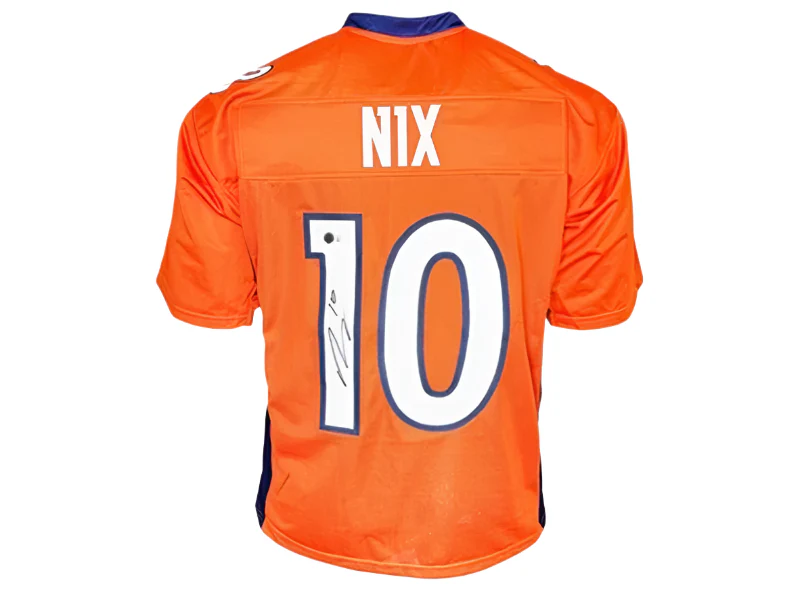 Bo Nix Signed Denver Custom Orange Football Jersey (Beckett)