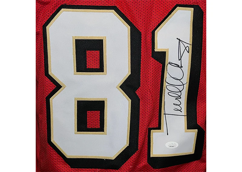 Terrell Owens Autographed San Francisco Custom Red Stat Football Jersey (JSA)