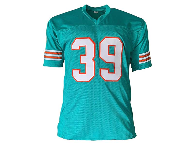Larry Csonka Signed Autographed Miami Pro Style Blue Turquoise Football Jersey (JSA)