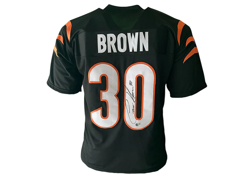 Chase Brown Signed Cincinnati Black Custom Football Jersey Beckett