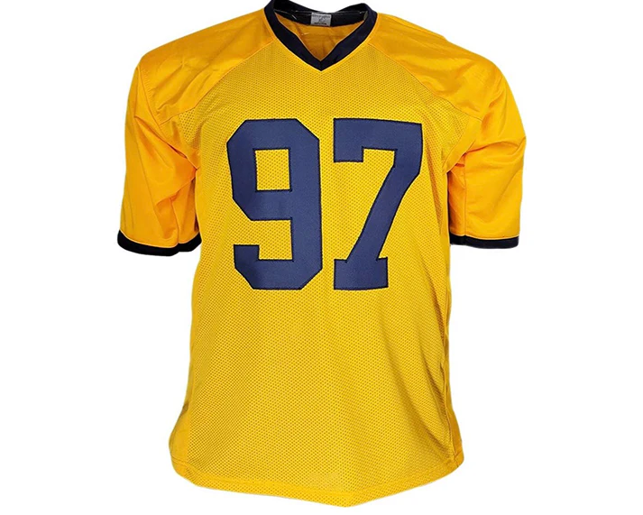 Aidan Hutchinson Signed Michigan Custom College Yellow Football Jersey Beckett