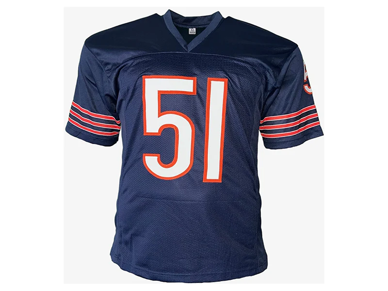 Dick Butkus Autographed Chicago Pro Style Football Jersey Blue (Beckett)