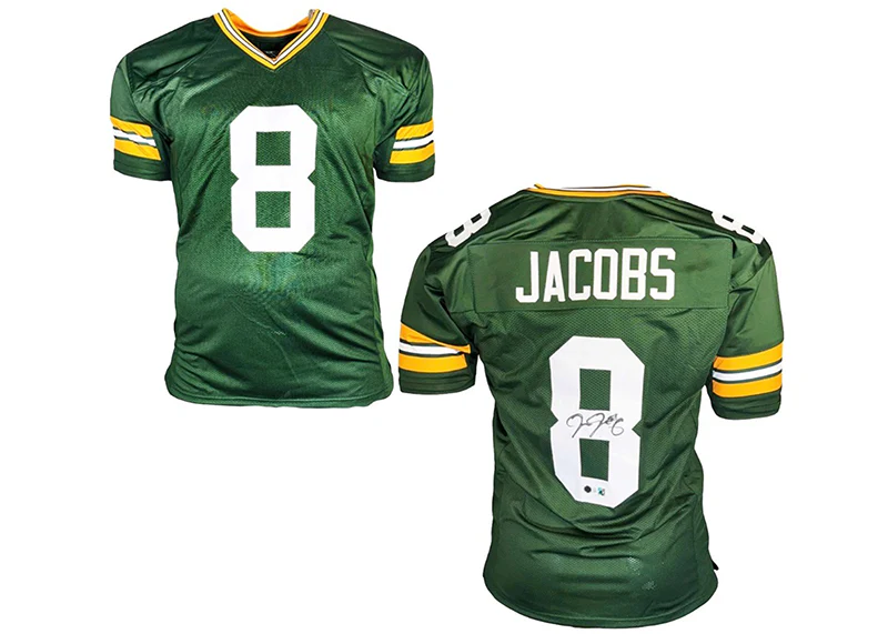 Josh Jacobs Signed Green Bay Custom Green Football Jersey Beckett