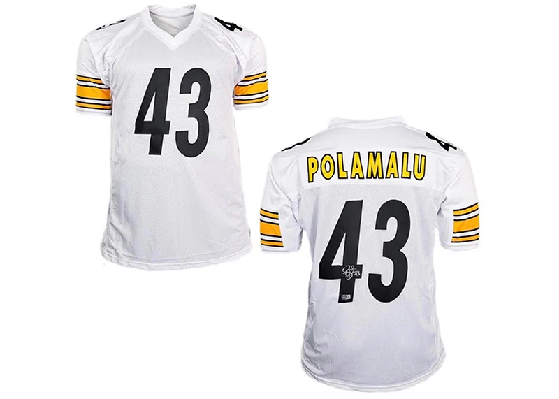 Troy Polamalu Signed Pittsburgh Custom White Football Jersey (Beckett)