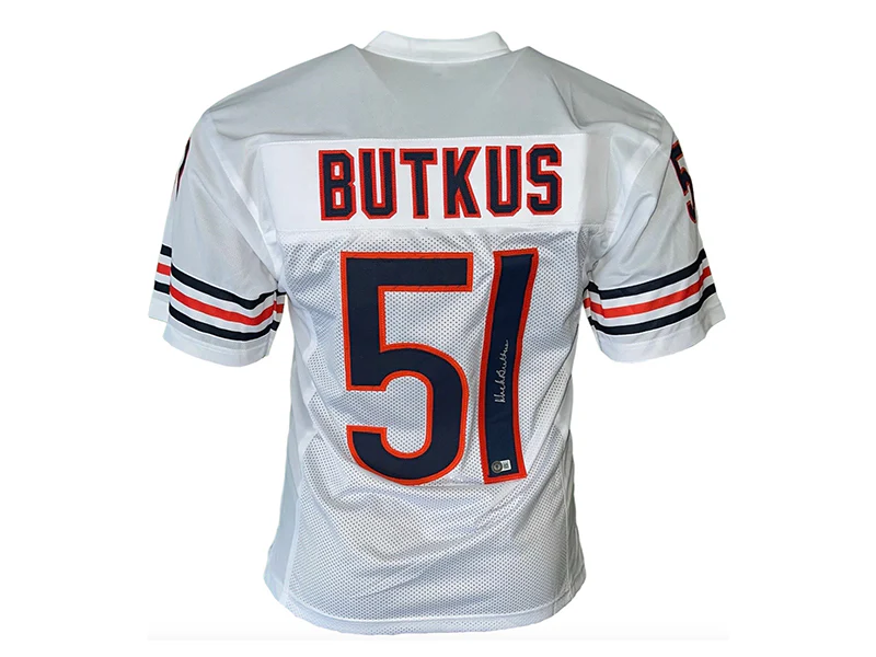 Dick Butkus Autographed Chicago Pro Style Football Jersey White (Beckett)