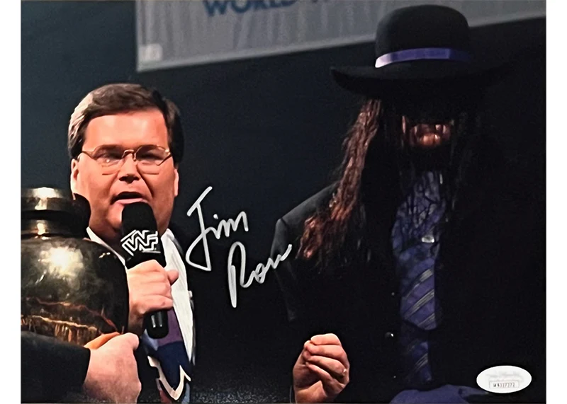 Jim Ross Signed 8x10 WWE Photo With Undertaker JSA