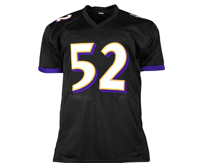 Ray Lewis Autographed Baltimore Custom Black Football Jersey JSA