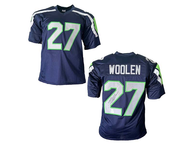 Tariq Woolen Autographed Seattle Pro Style Blue Football Jersey JSA