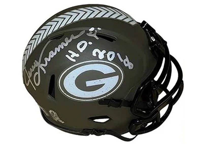 Jerry Kramer Signed Green Bay Packers Salute To Service Mini Football Helmet Beckett HOF 2018 Inscription