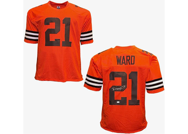 Denzel Ward Signed Cleveland Custom Orange Football Jersey JSA