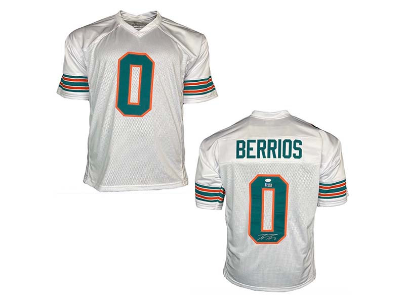 Braxton Berrios Autographed Miami ?White Football Jersey (JSA)