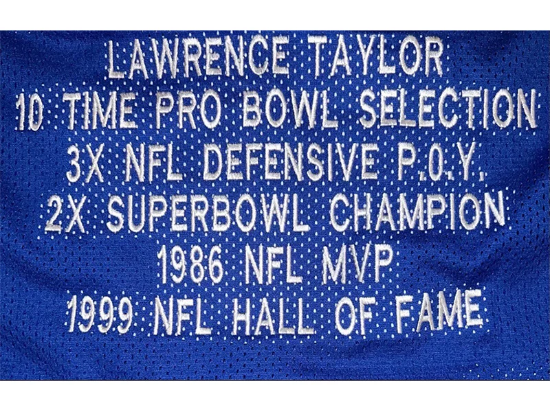 Lawrence Taylor Signed New York Custom Blue Stat Football Jersey (JSA)