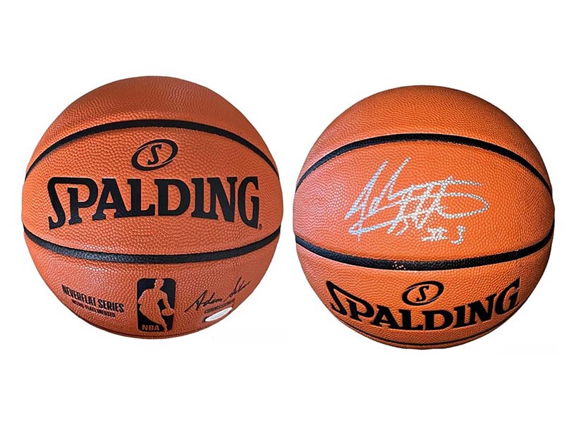 John Starks Autographed Silver Series Spalding NBA Basketball? JSA