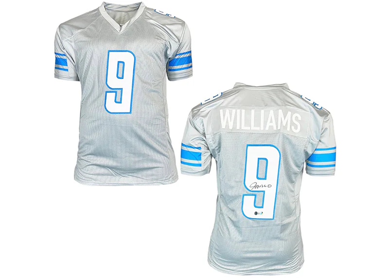 Jameson Williams Signed Detroit Custom Grey Football Jersey Beckett