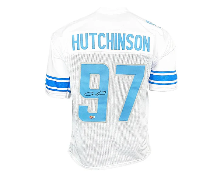 Aidan Hutchinson Signed Detroit Custom White Football Jersey (Beckett)