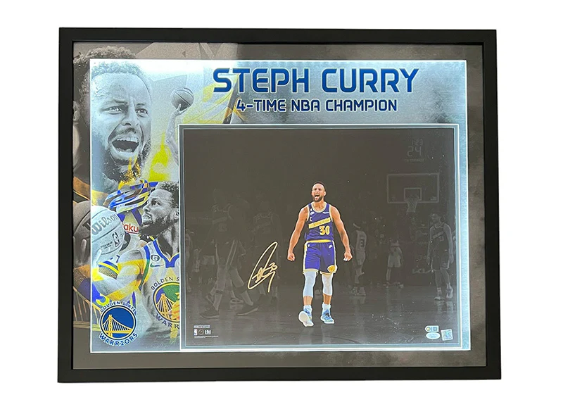 Steph Curry Golden State Warriors 24x30 3D Light Up Framed 16X20 Photo JSA