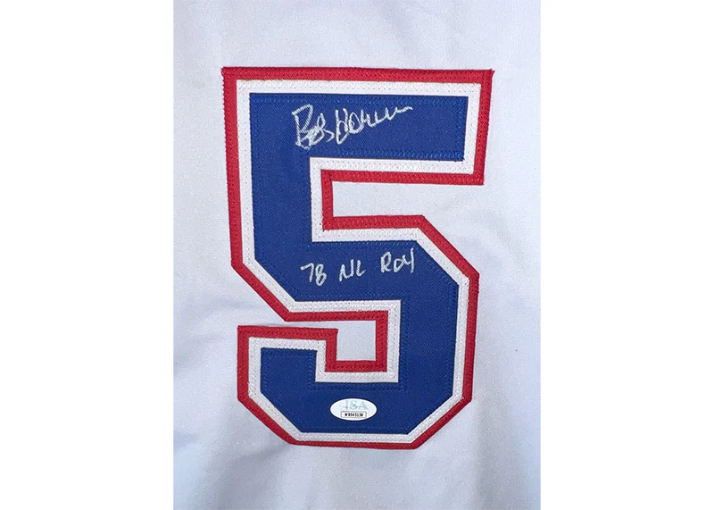 Bob Horner Signed Atlanta White Custom Throwback Baseball Jersey (JSA) Inscription