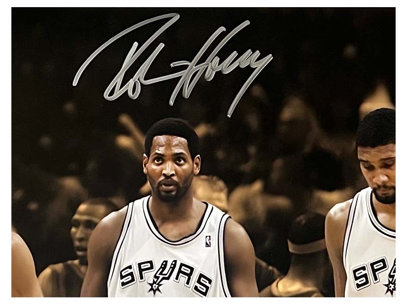 Robert Horry Signed 16x20 San Antonio Spurs W/ Tim Duncan Ginobili Photo Beckett